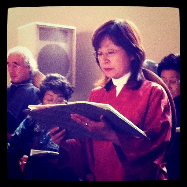 UCC visitors from Japan perform a dramatic remembrance of the bombings of Hiroshima and Nagasaki.