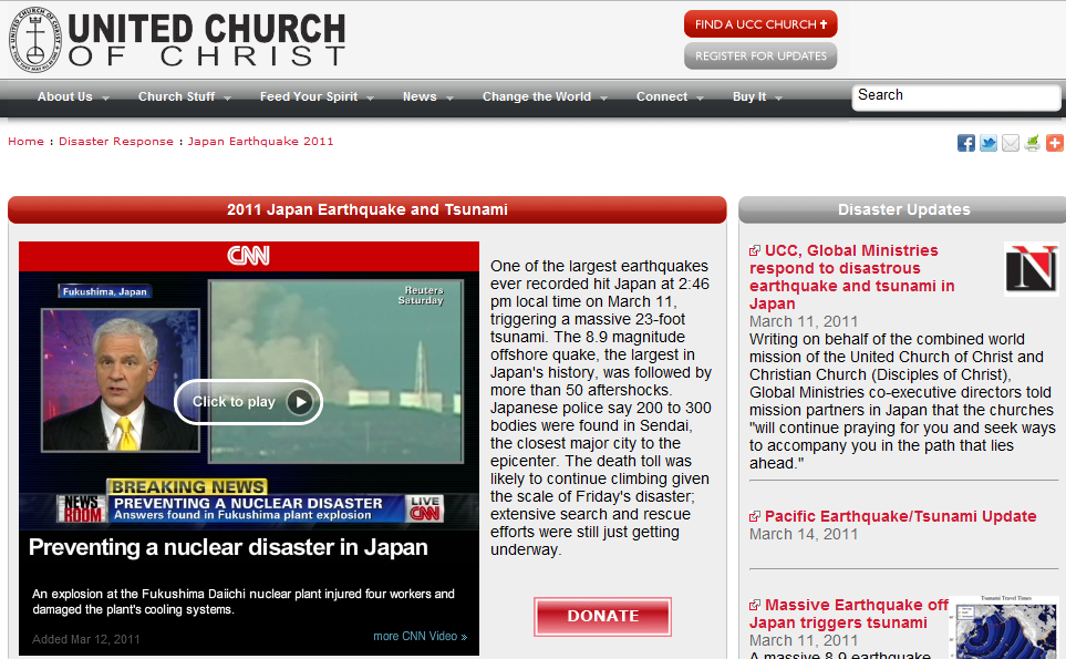 Screenshot of UCC Japan page