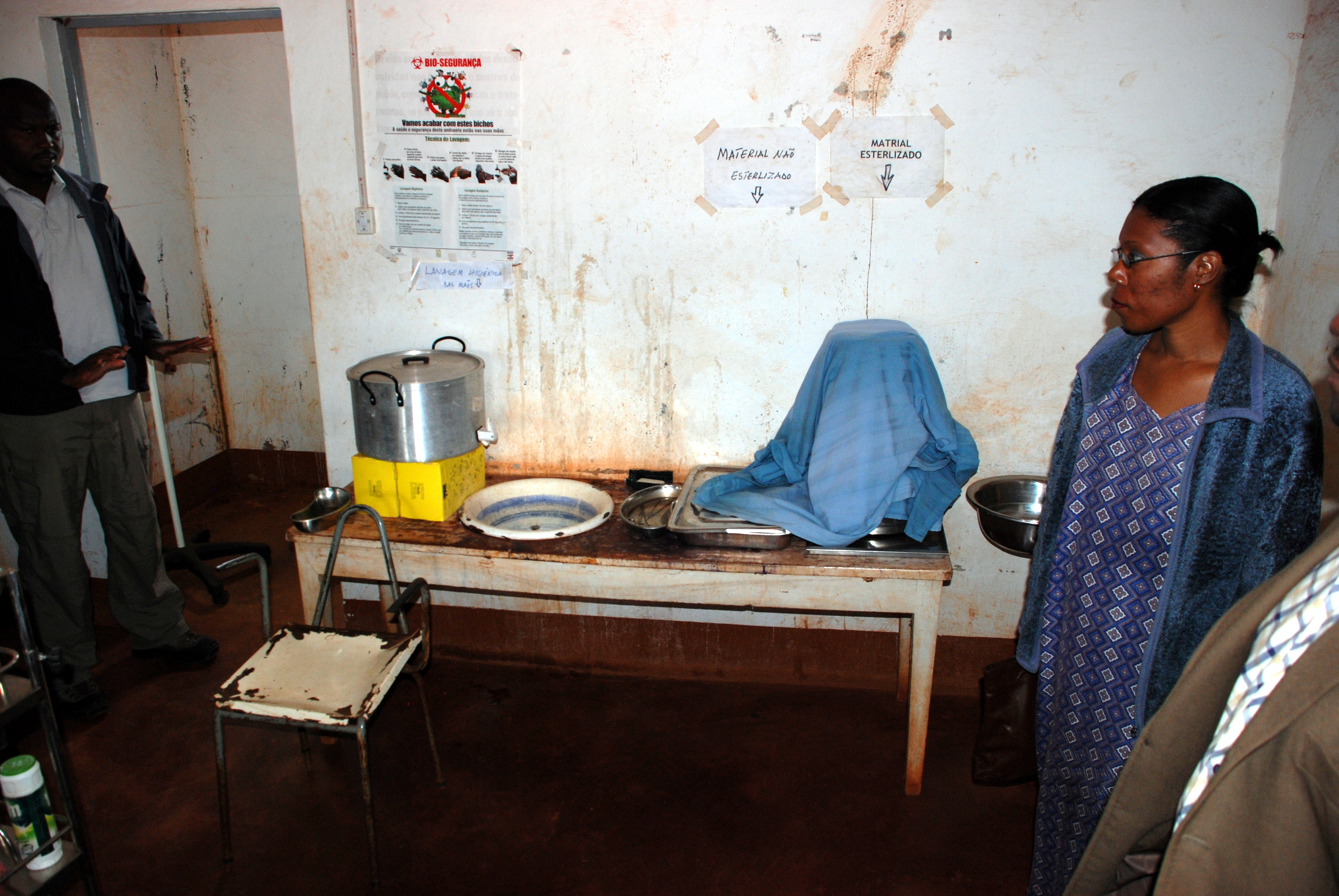 Photo of meager supplies and equipment in a Mozambique medical center.